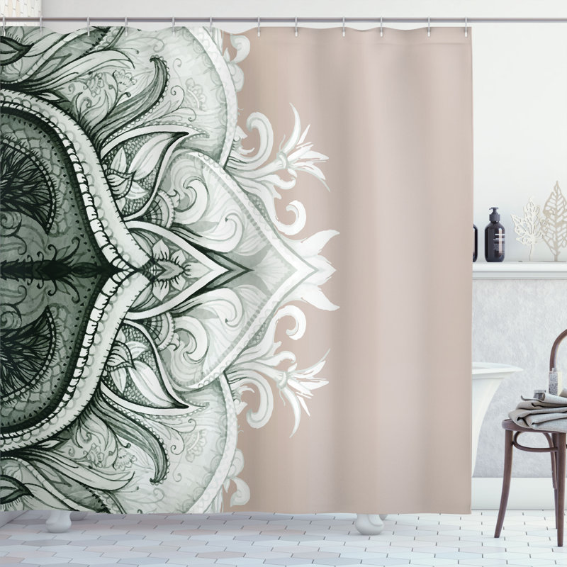 Silver Mandala Shower high quality Curtain